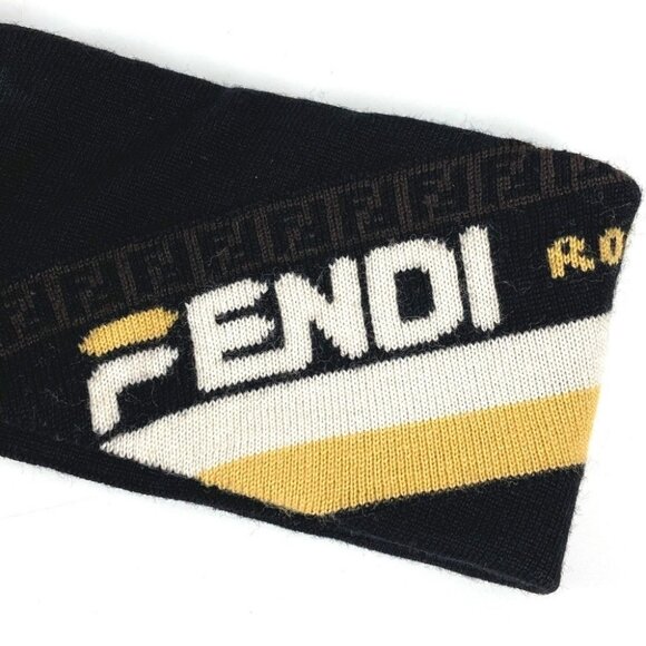 FENDI FXS385 logo Accessories Headbands hair band wool Black